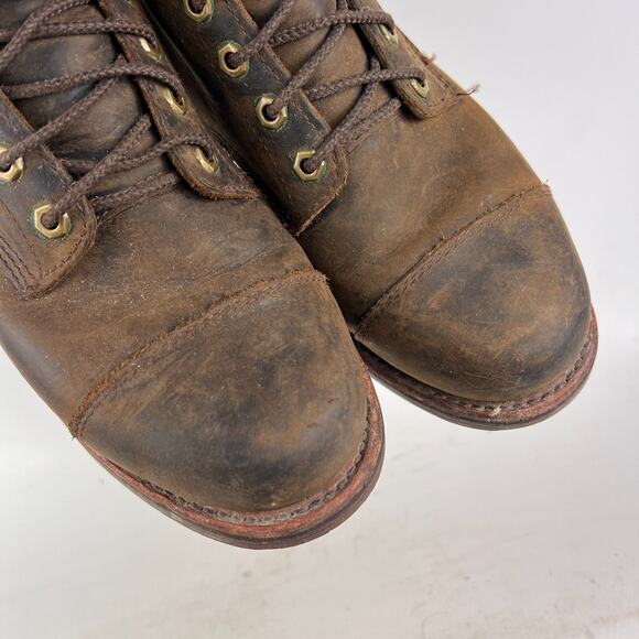 Chippewa LLBean Katahdin Iron Works Engineer cap boots mens 9.5 D brown leather - Picture 9 of 12